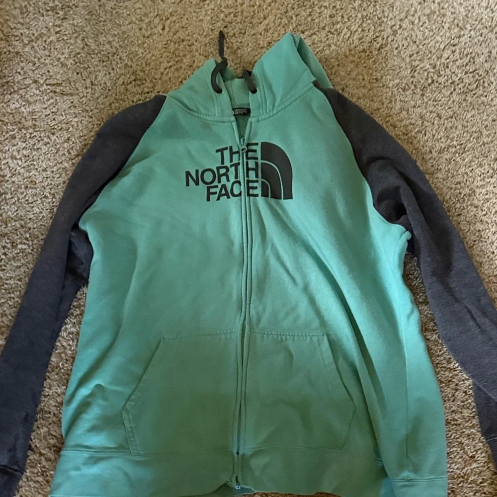 The North Face Mint Green and Charcoal Zip Hoodie